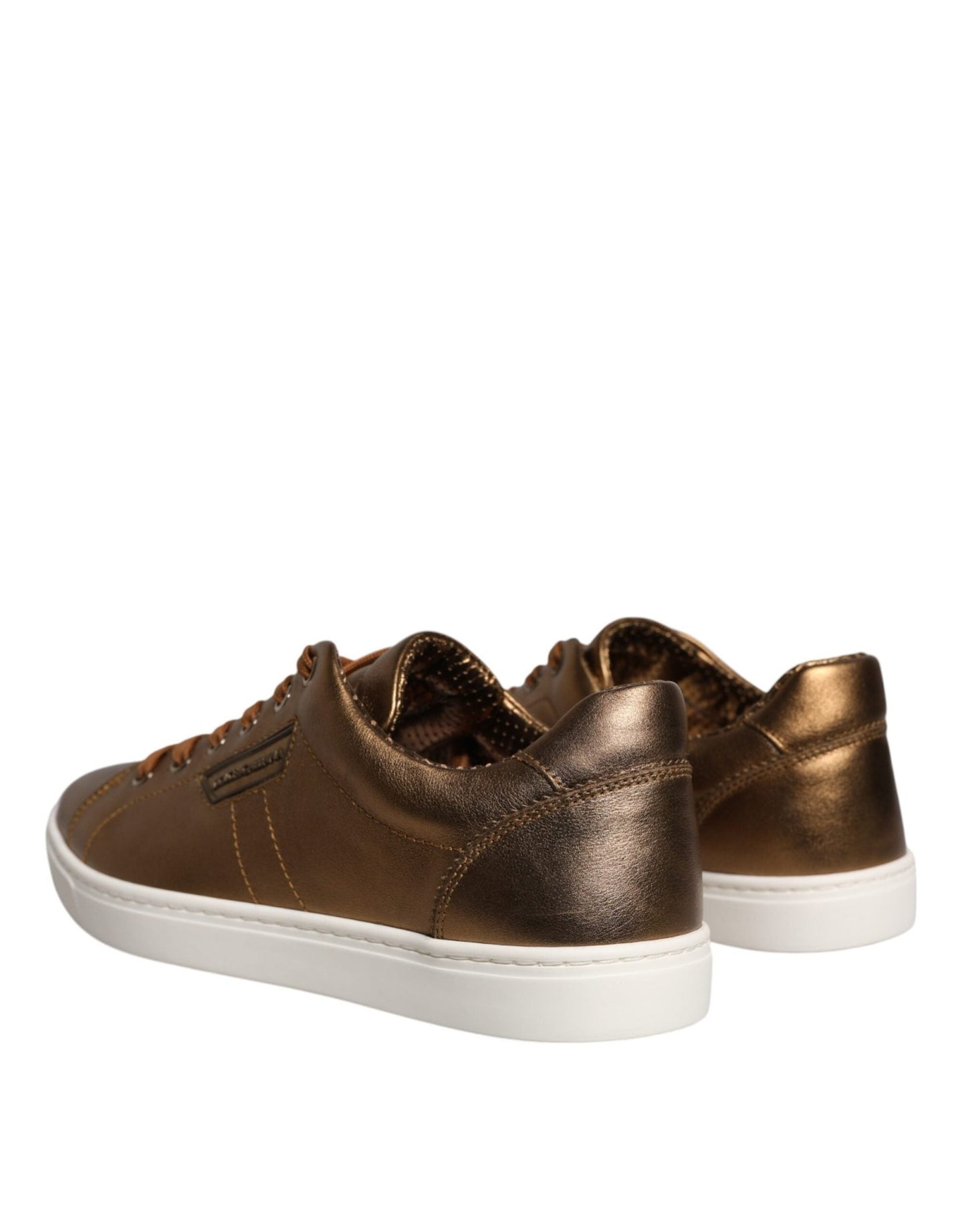 Dolce & Gabbana Gold Leather Logo London Men Sneaker Shoes - SMARTMARTNZ