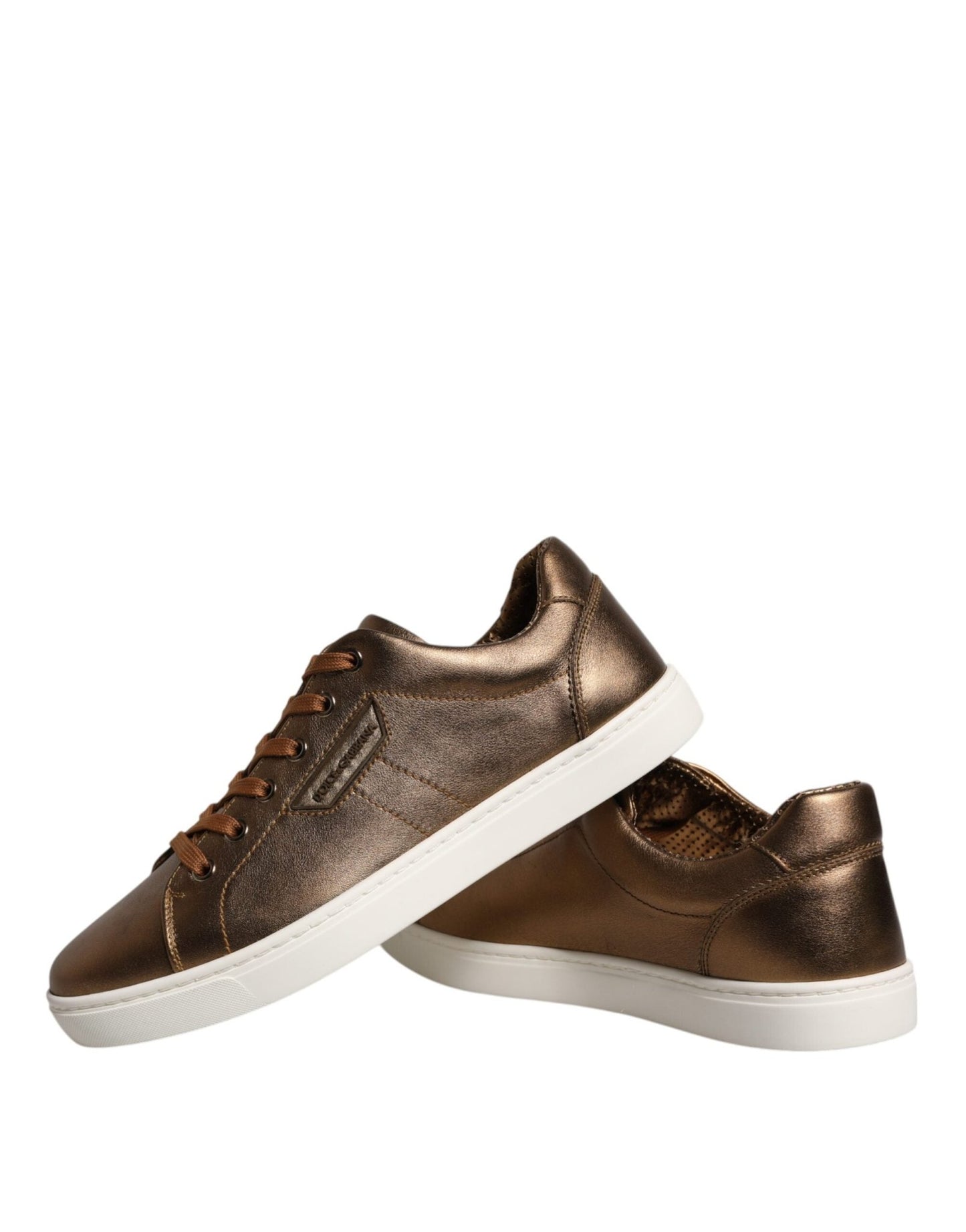 Dolce & Gabbana Gold Leather Logo London Men Sneaker Shoes - SMARTMARTNZ