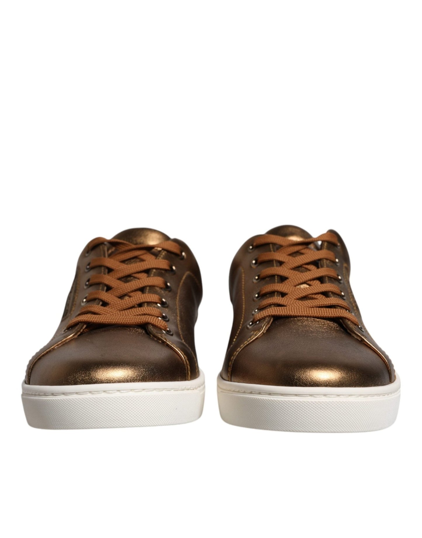 Dolce & Gabbana Gold Leather Logo London Men Sneaker Shoes - SMARTMARTNZ