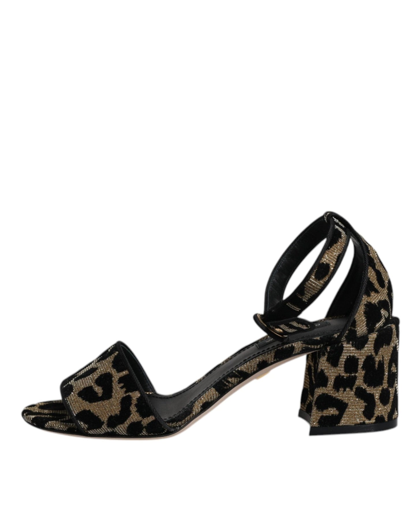 Dolce & Gabbana Gold Leopard Lurex Ankle Strap Heels Sandals Shoes - SMARTMARTNZ