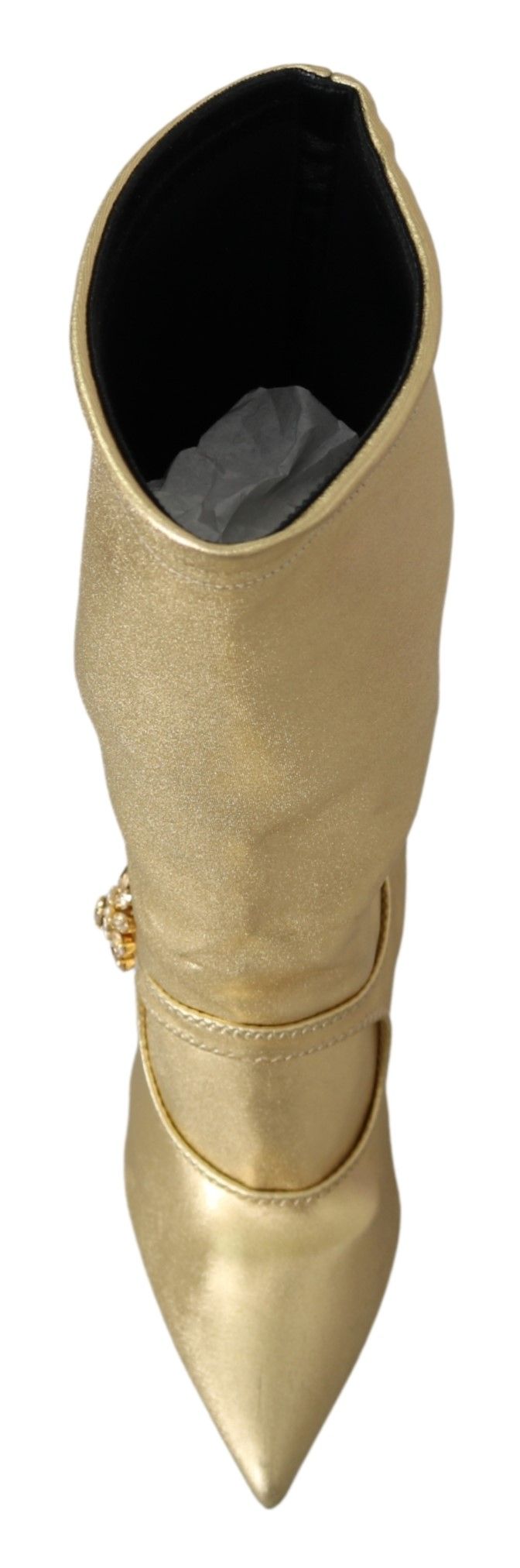 Dolce & Gabbana Gold Rhinestones Ankle Boots Socks Shoes - SMARTMARTNZ