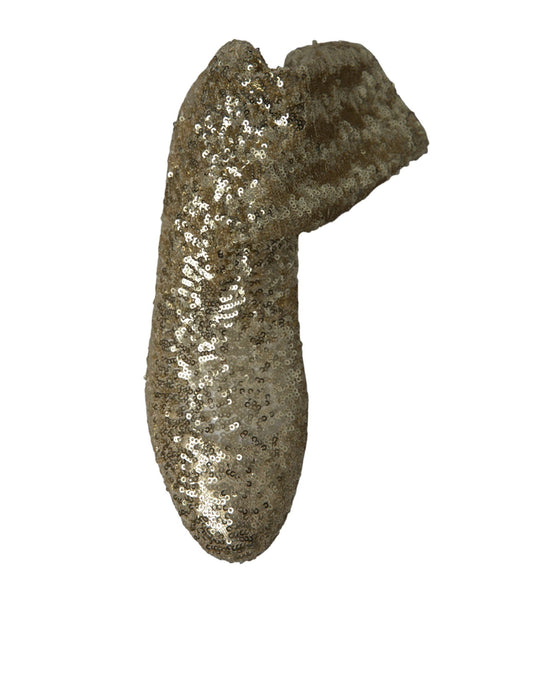 Dolce & Gabbana Gold Sequined Short Boots Stretch Shoes - SMARTMARTNZ