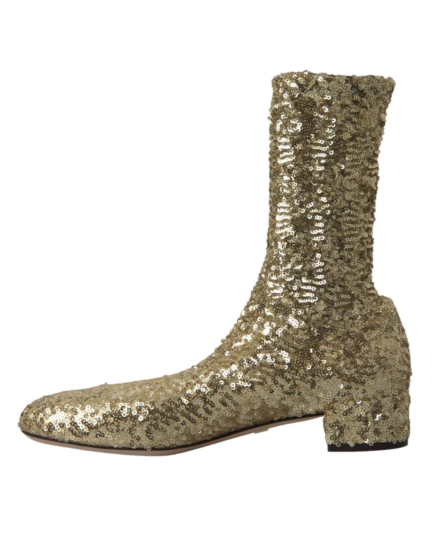 Dolce & Gabbana Gold Sequined Short Boots Stretch Shoes - SMARTMARTNZ