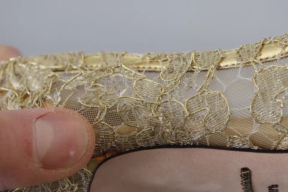 Dolce & Gabbana Gold Taormina Lace Crystal Heels Pumps Shoes - SMARTMARTNZ