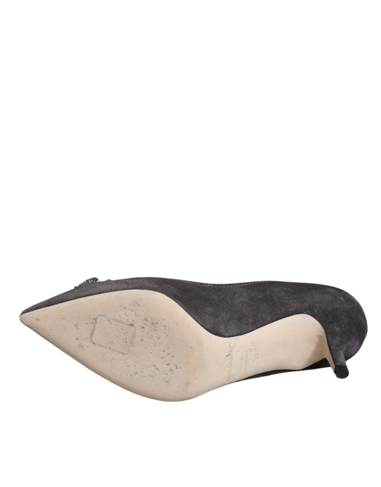 Dolce & Gabbana Gray Amore Suede Bellucci Heels Pumps Shoes - SMARTMARTNZ