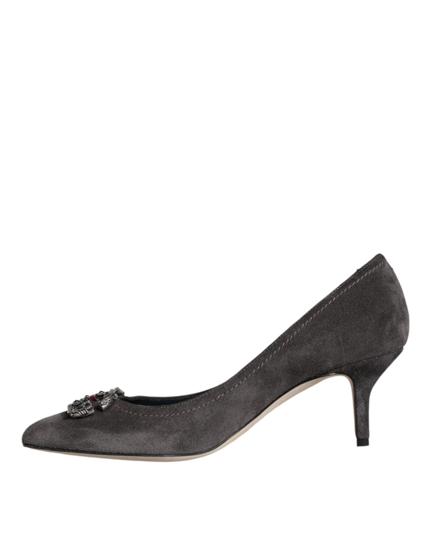 Dolce & Gabbana Gray Amore Suede Bellucci Heels Pumps Shoes - SMARTMARTNZ