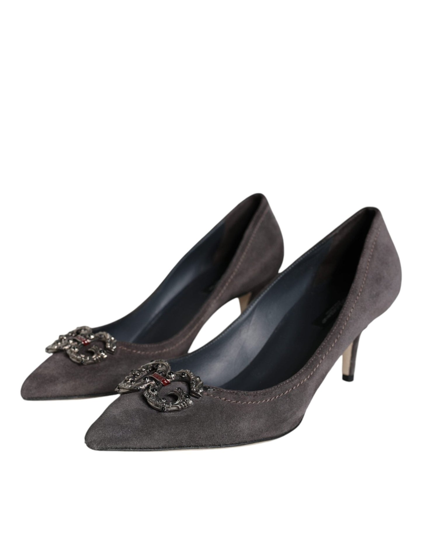 Dolce & Gabbana Gray Amore Suede Bellucci Heels Pumps Shoes - SMARTMARTNZ