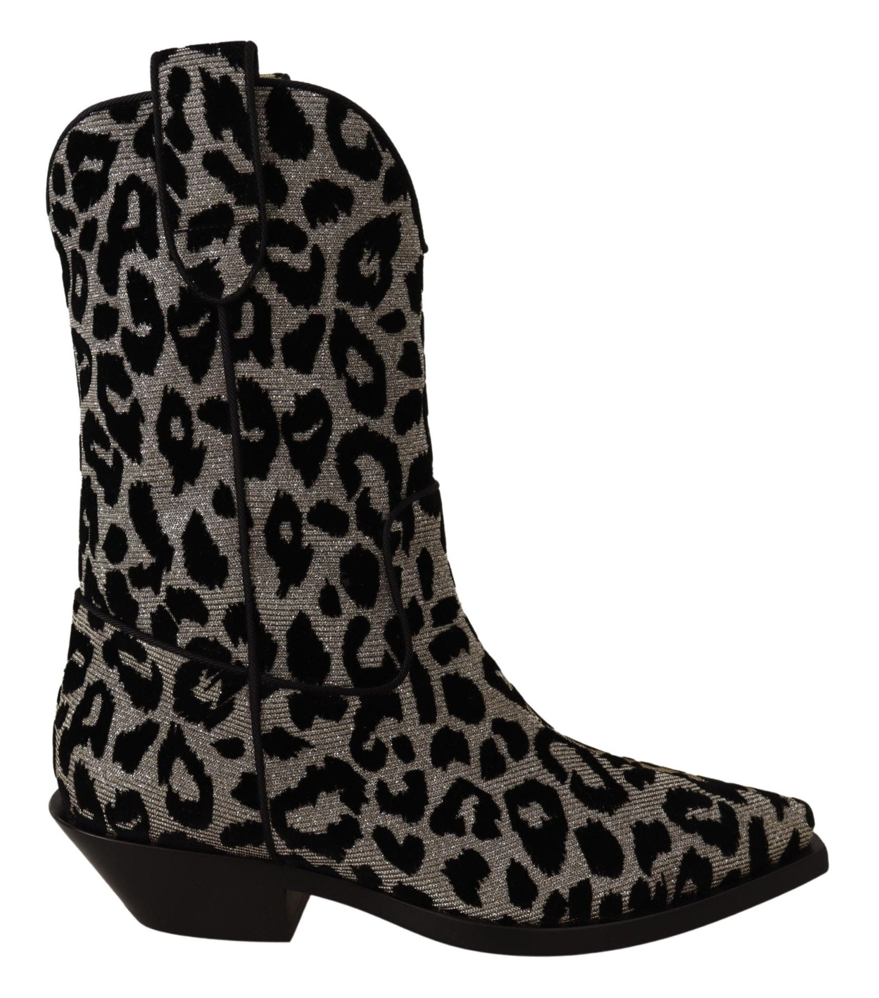 Dolce & Gabbana Gray Black Leopard Cowboy Boots Shoes - SMARTMARTNZ