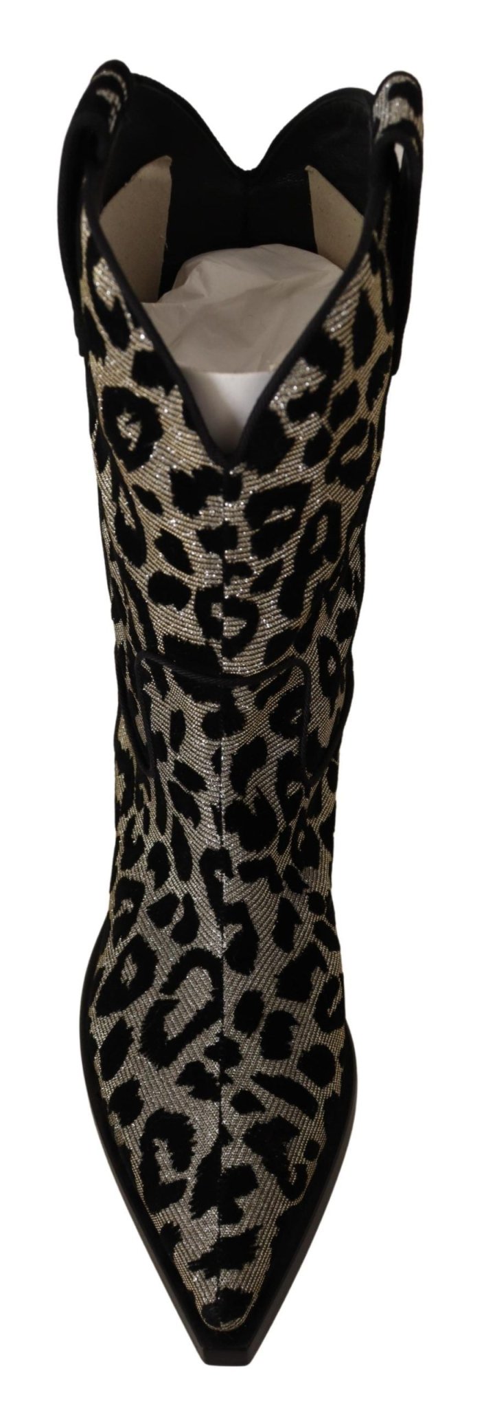 Dolce & Gabbana Gray Black Leopard Cowboy Boots Shoes - SMARTMARTNZ
