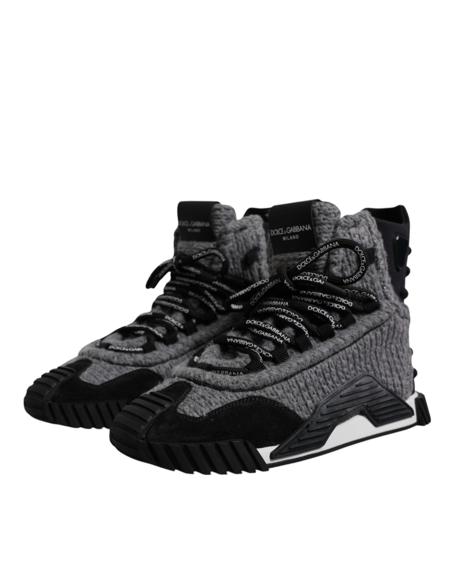 Dolce & Gabbana Gray Black NS1 High Top Boots Sneakers Shoes - SMARTMARTNZ