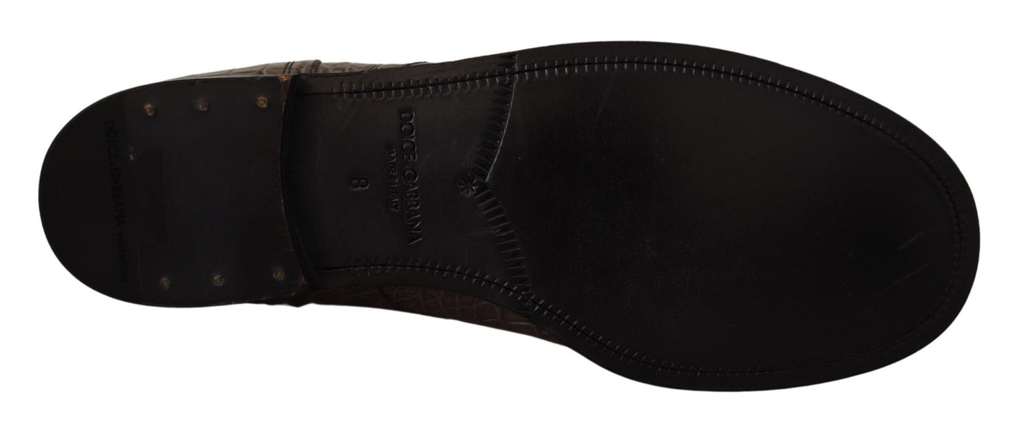 Dolce & Gabbana Gray Crocodile Leather Derby Boots - SMARTMARTNZ