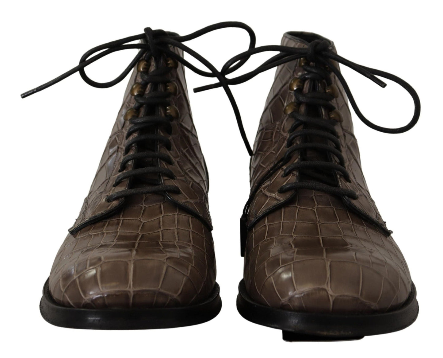 Dolce & Gabbana Gray Crocodile Leather Derby Boots - SMARTMARTNZ