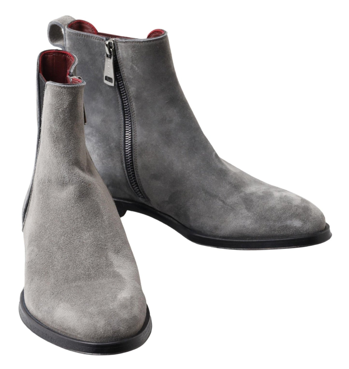 Dolce & Gabbana Gray Leather Men Ankle Boots Shoes - SMARTMARTNZ