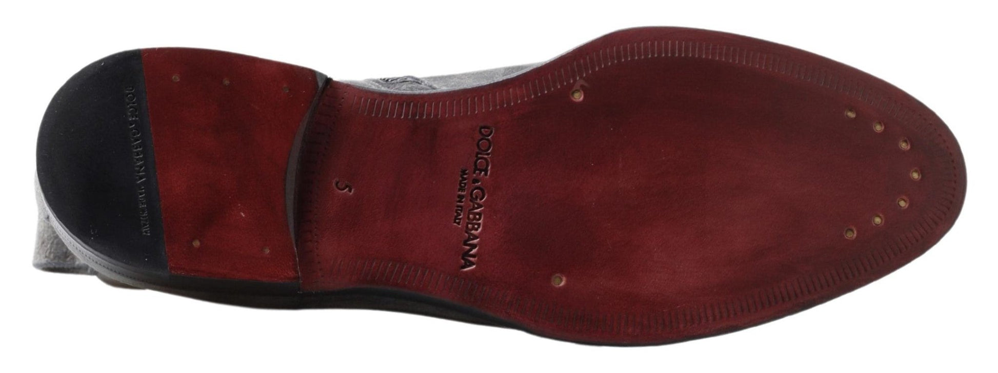 Dolce & Gabbana Gray Leather Men Ankle Boots Shoes - SMARTMARTNZ