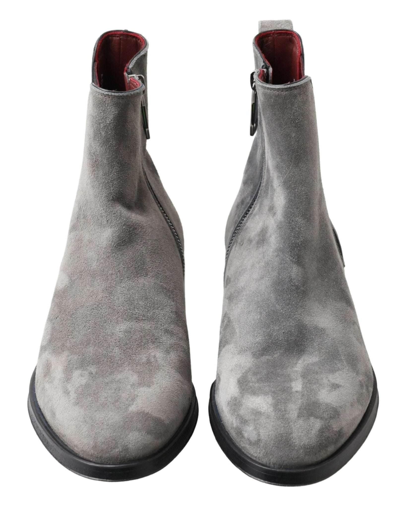 Dolce & Gabbana Gray Leather Men Ankle Boots Shoes - SMARTMARTNZ