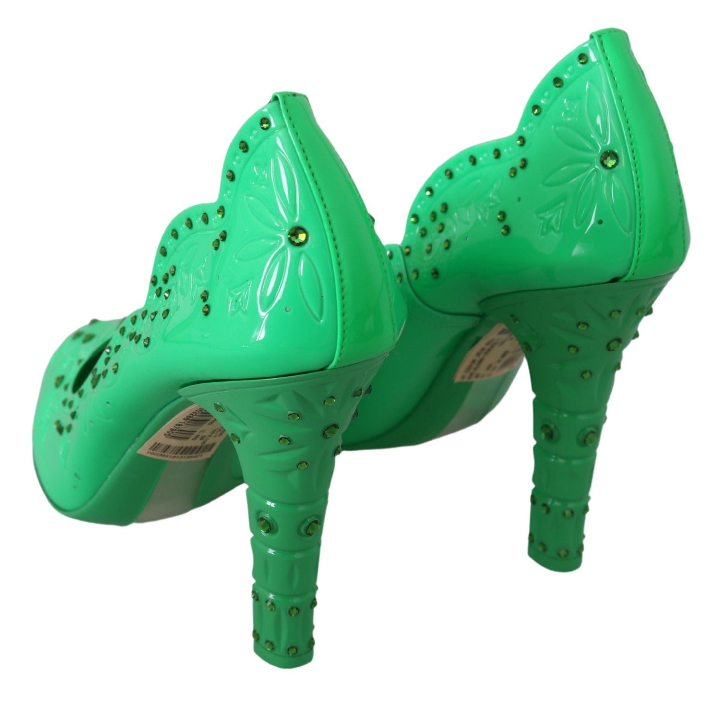 Dolce & Gabbana Green Crystal Floral Heels CINDERELLA Shoes - SMARTMARTNZ