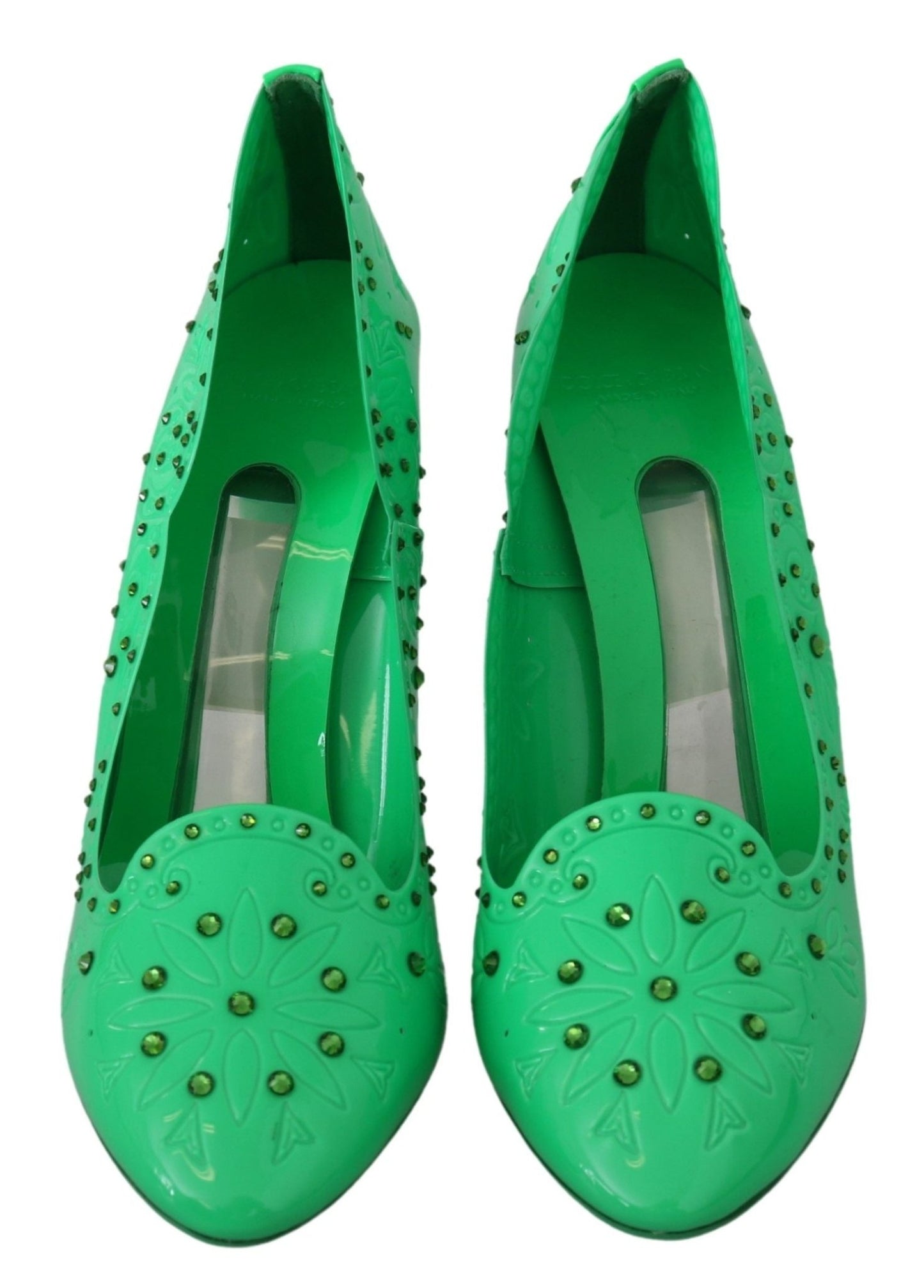 Dolce & Gabbana Green Crystal Floral Heels CINDERELLA Shoes - SMARTMARTNZ