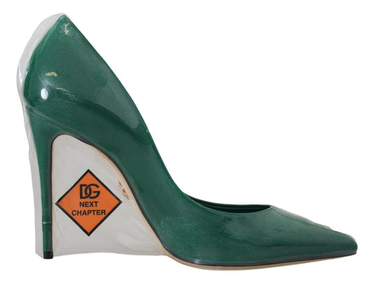 Dolce & Gabbana Green Leather Heels Pumps Plastic Shoes - SMARTMARTNZ
