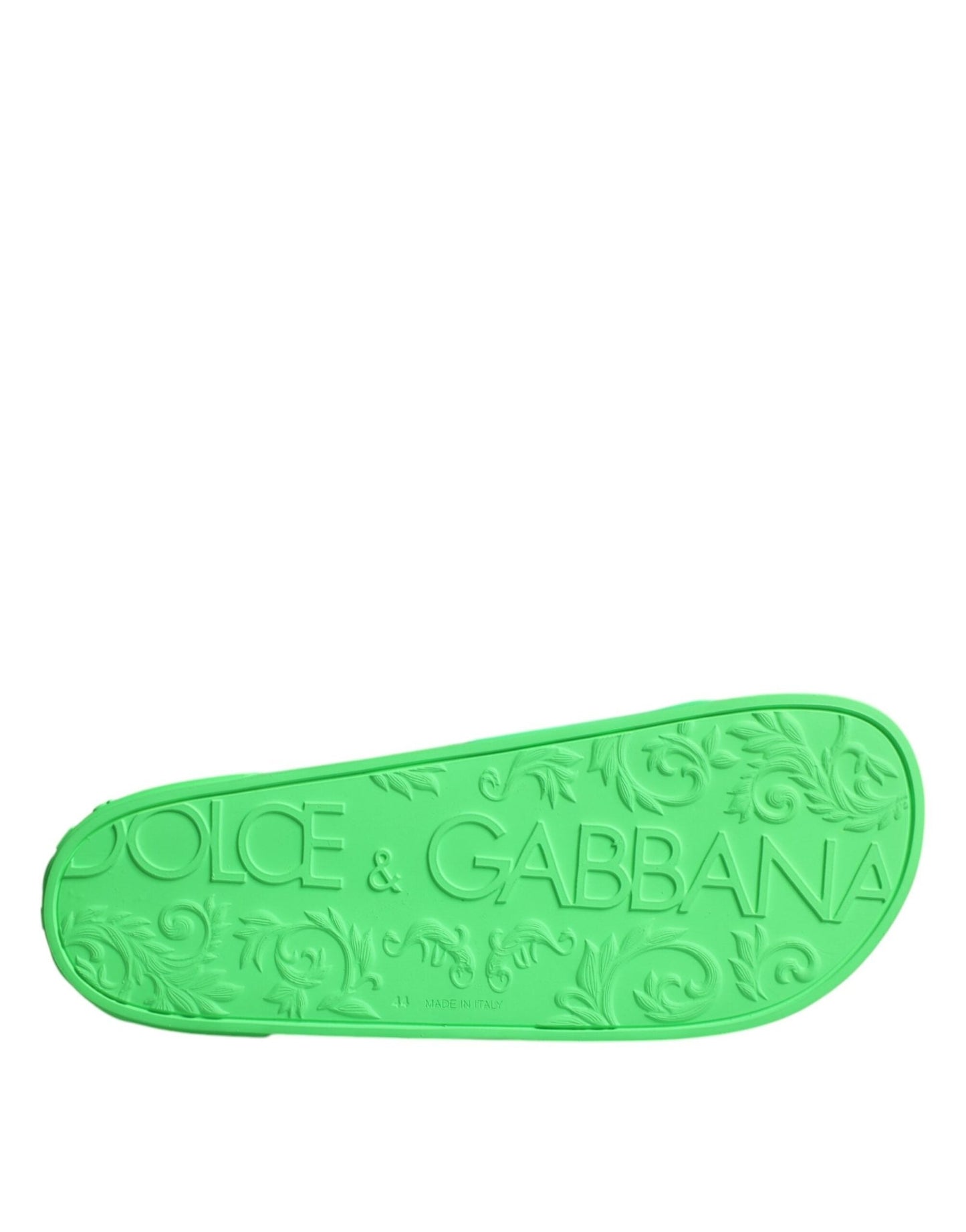 Dolce & Gabbana Green Leather Slides Sandals Beachwear Shoes - SMARTMARTNZ