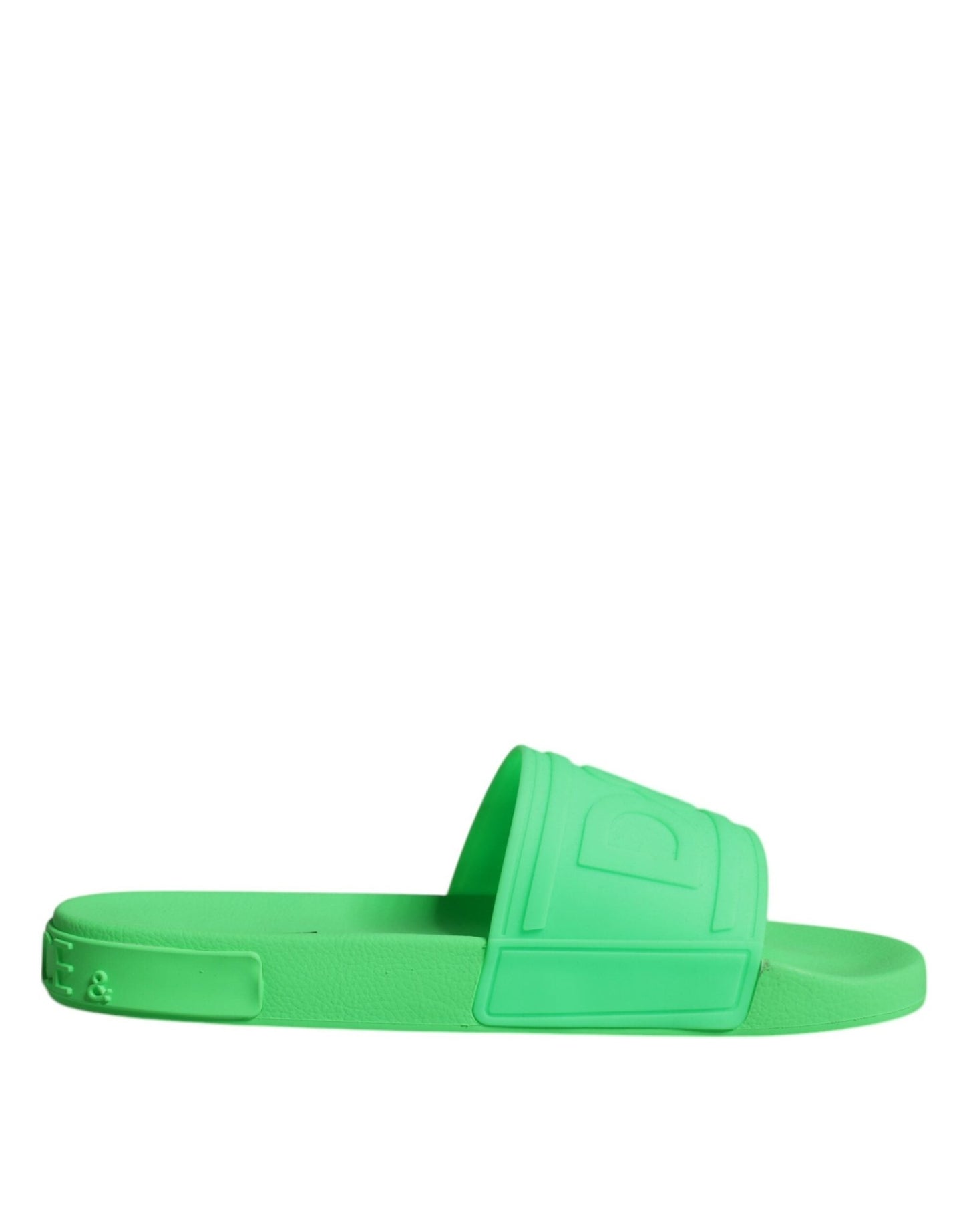 Dolce & Gabbana Green Leather Slides Sandals Beachwear Shoes - SMARTMARTNZ