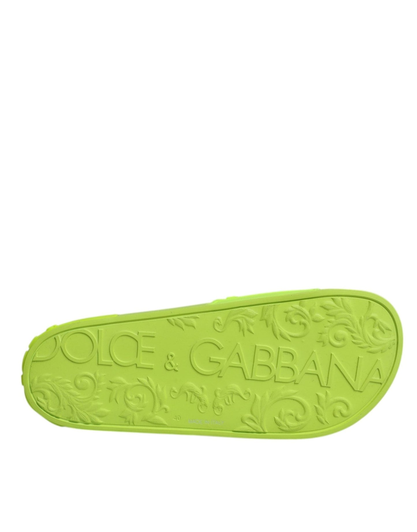 Dolce & Gabbana Green Rubber Slides Sandals Beachwear Shoes - SMARTMARTNZ