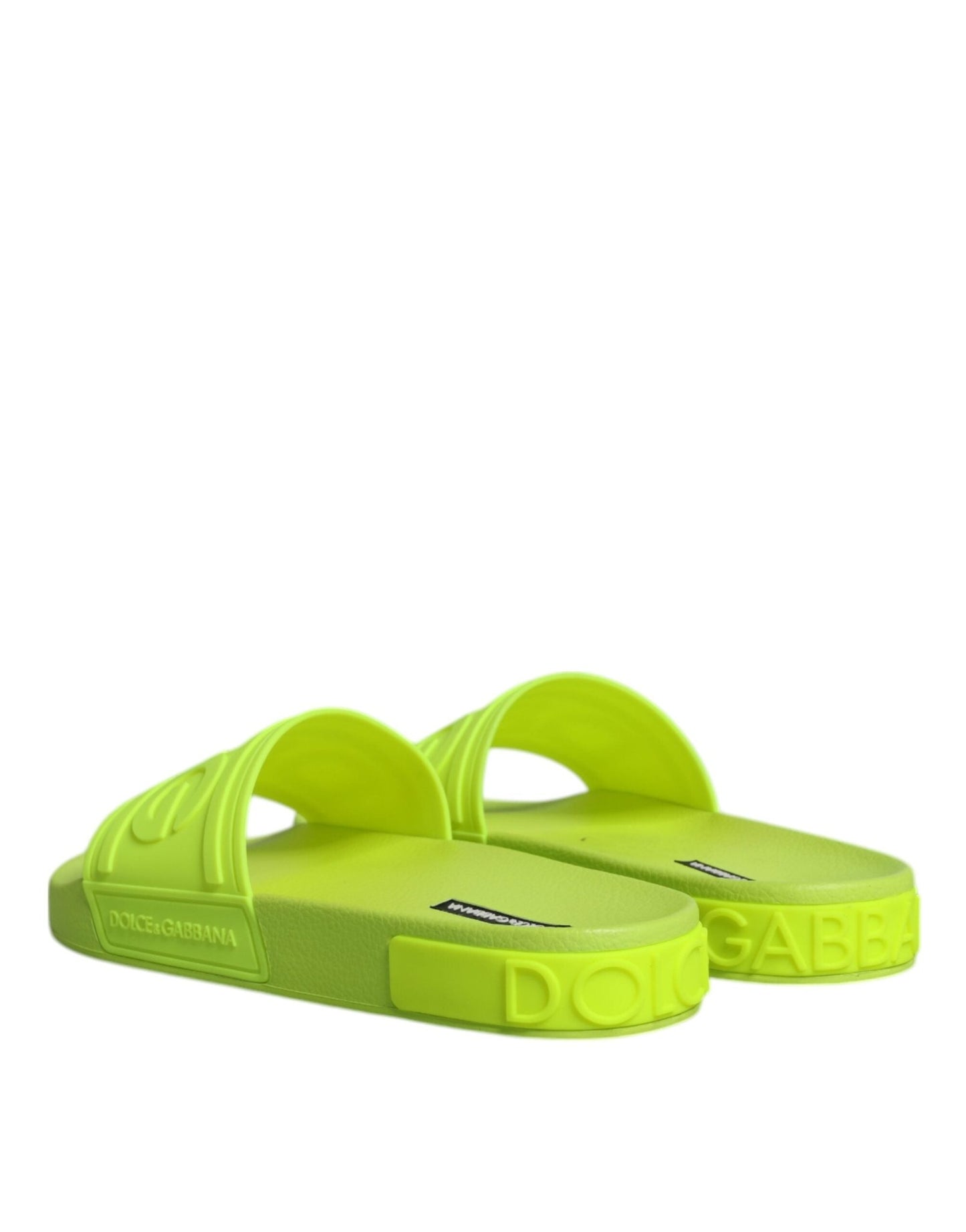 Dolce & Gabbana Green Rubber Slides Sandals Beachwear Shoes - SMARTMARTNZ
