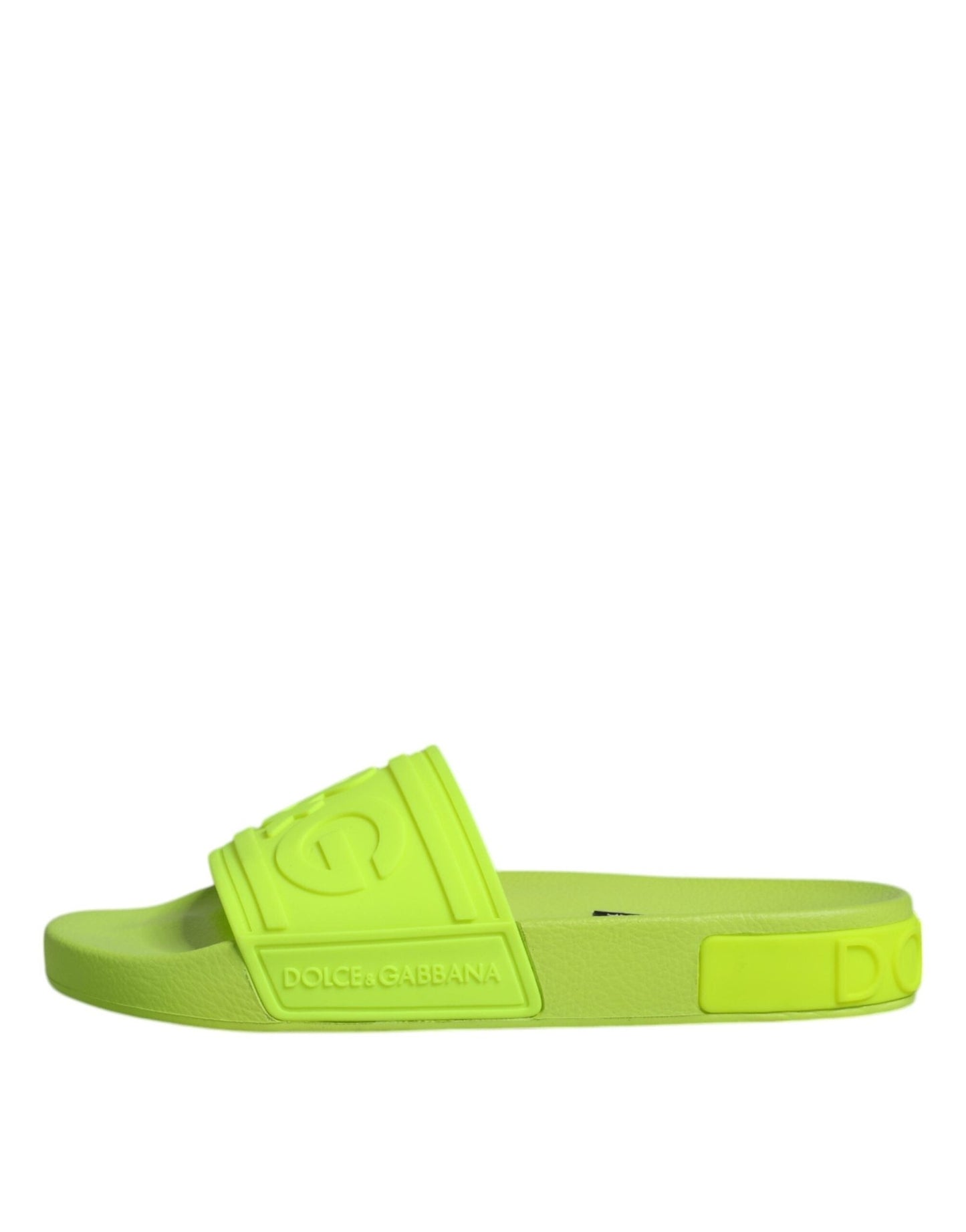 Dolce & Gabbana Green Rubber Slides Sandals Beachwear Shoes - SMARTMARTNZ