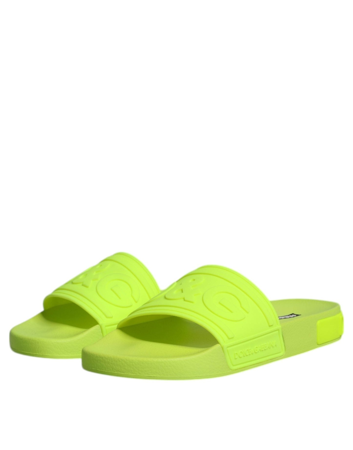 Dolce & Gabbana Green Rubber Slides Sandals Beachwear Shoes - SMARTMARTNZ