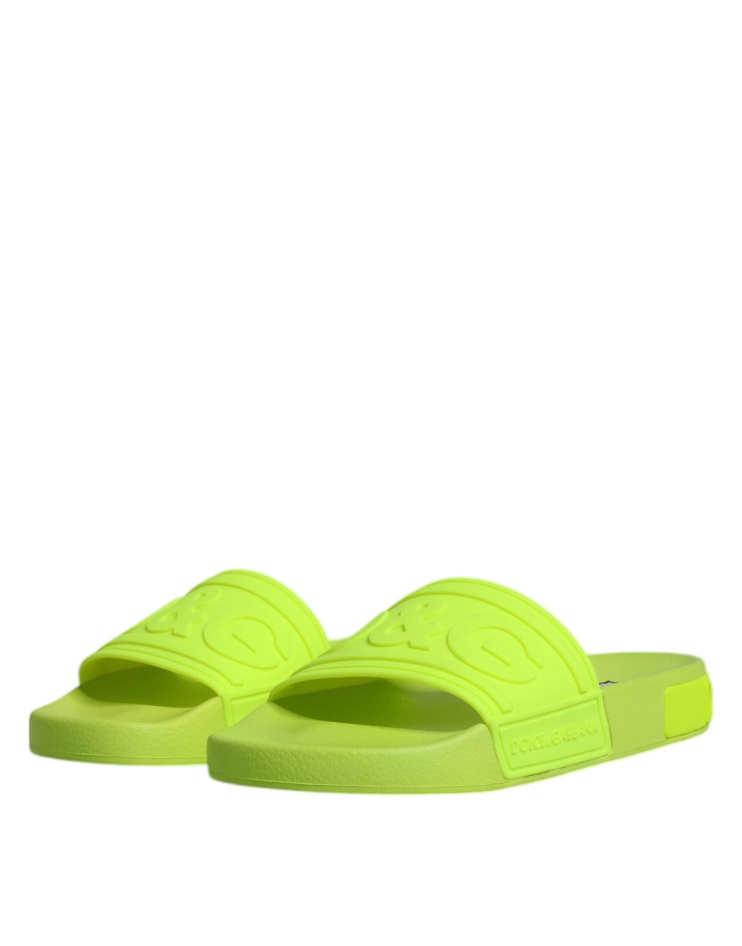 Dolce & Gabbana Green Rubber Slides Sandals Beachwear Shoes - SMARTMARTNZ