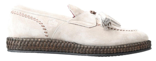 Dolce & Gabbana Ivory Suede Leather Men Espadrille Shoes - SMARTMARTNZ