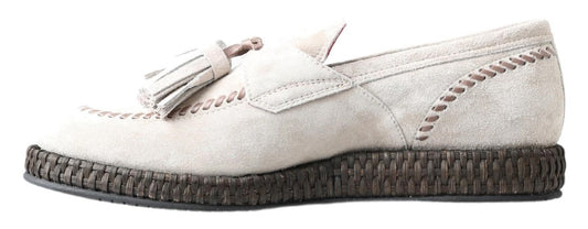 Dolce & Gabbana Ivory Suede Leather Men Espadrille Shoes - SMARTMARTNZ