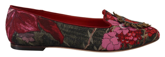 Dolce & Gabbana Multicolor Jacquard Sacred Heart Patch Slip On Shoes - SMARTMARTNZ