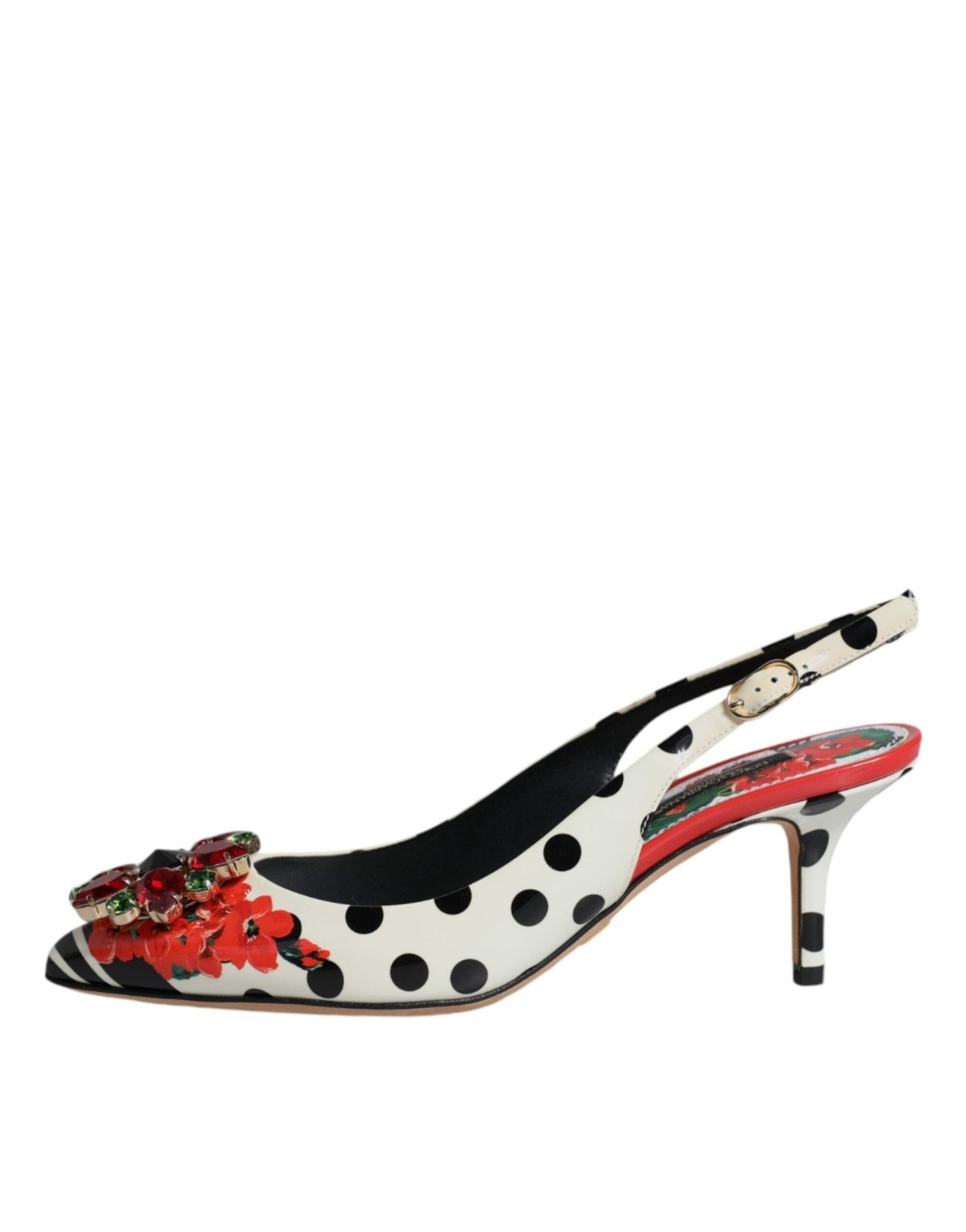 Dolce & Gabbana Multicolor Leather Crystal Heels Slingback Shoes - SMARTMARTNZ