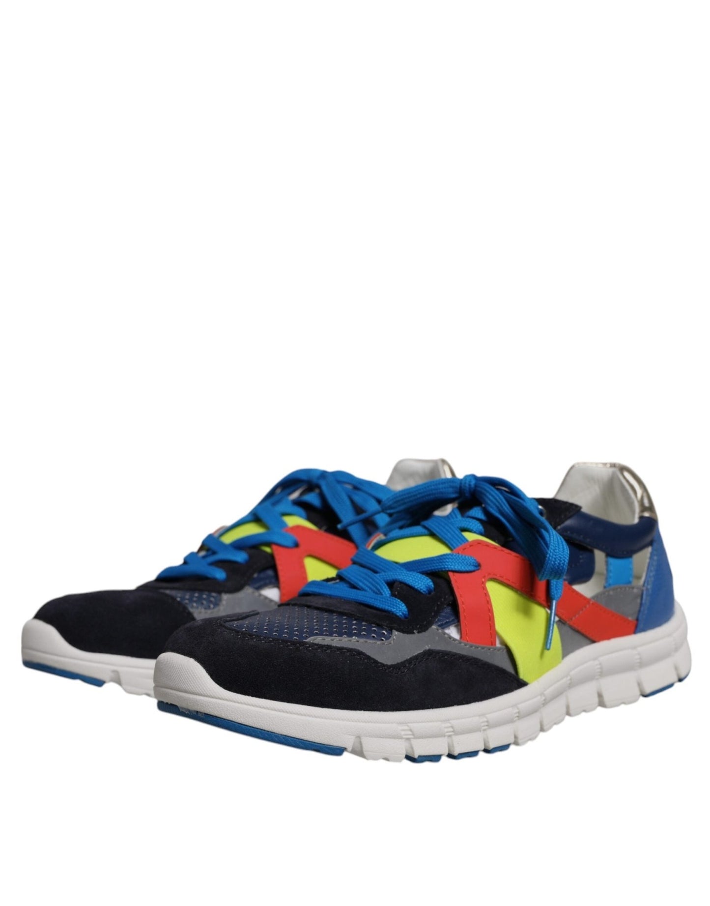 Dolce & Gabbana Multicolor Leather Suede Low Top Sneakers Shoes - SMARTMARTNZ
