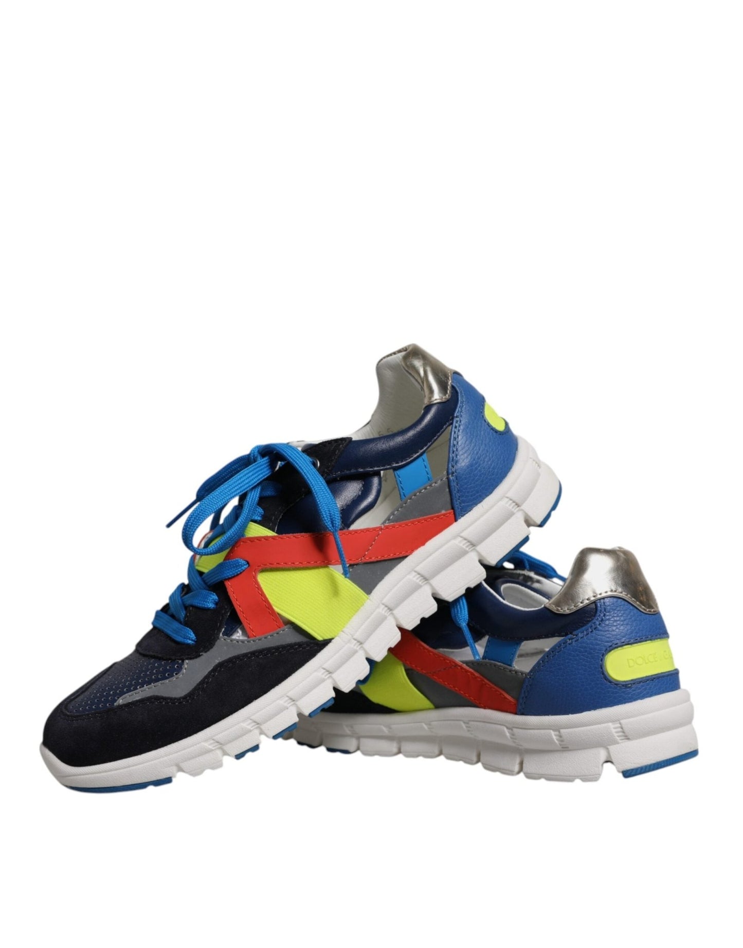 Dolce & Gabbana Multicolor Leather Suede Low Top Sneakers Shoes - SMARTMARTNZ