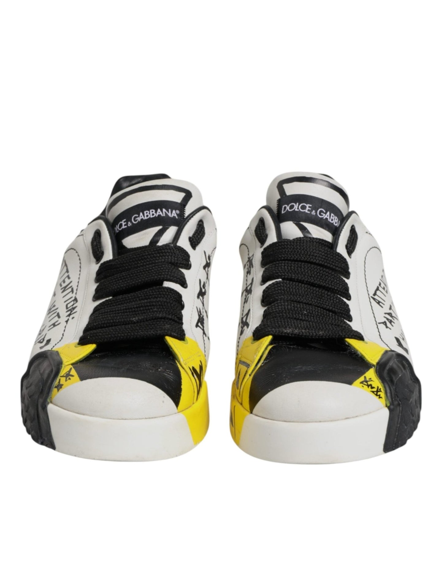 Dolce & Gabbana Multicolor Lettering Portofino Sneakers Shoes - SMARTMARTNZ