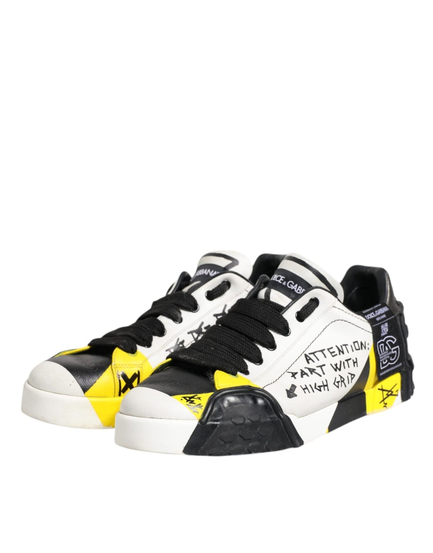Dolce & Gabbana Multicolor Lettering Portofino Sneakers Shoes - SMARTMARTNZ