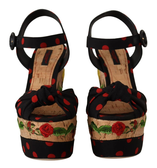 Dolce & Gabbana Multicolor Platform Wedges Sandals Charmeuse Shoes - SMARTMARTNZ