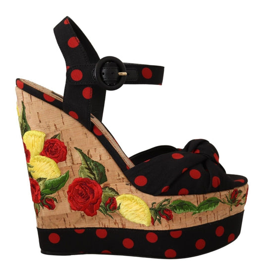 Dolce & Gabbana Multicolor Platform Wedges Sandals Charmeuse Shoes - SMARTMARTNZ
