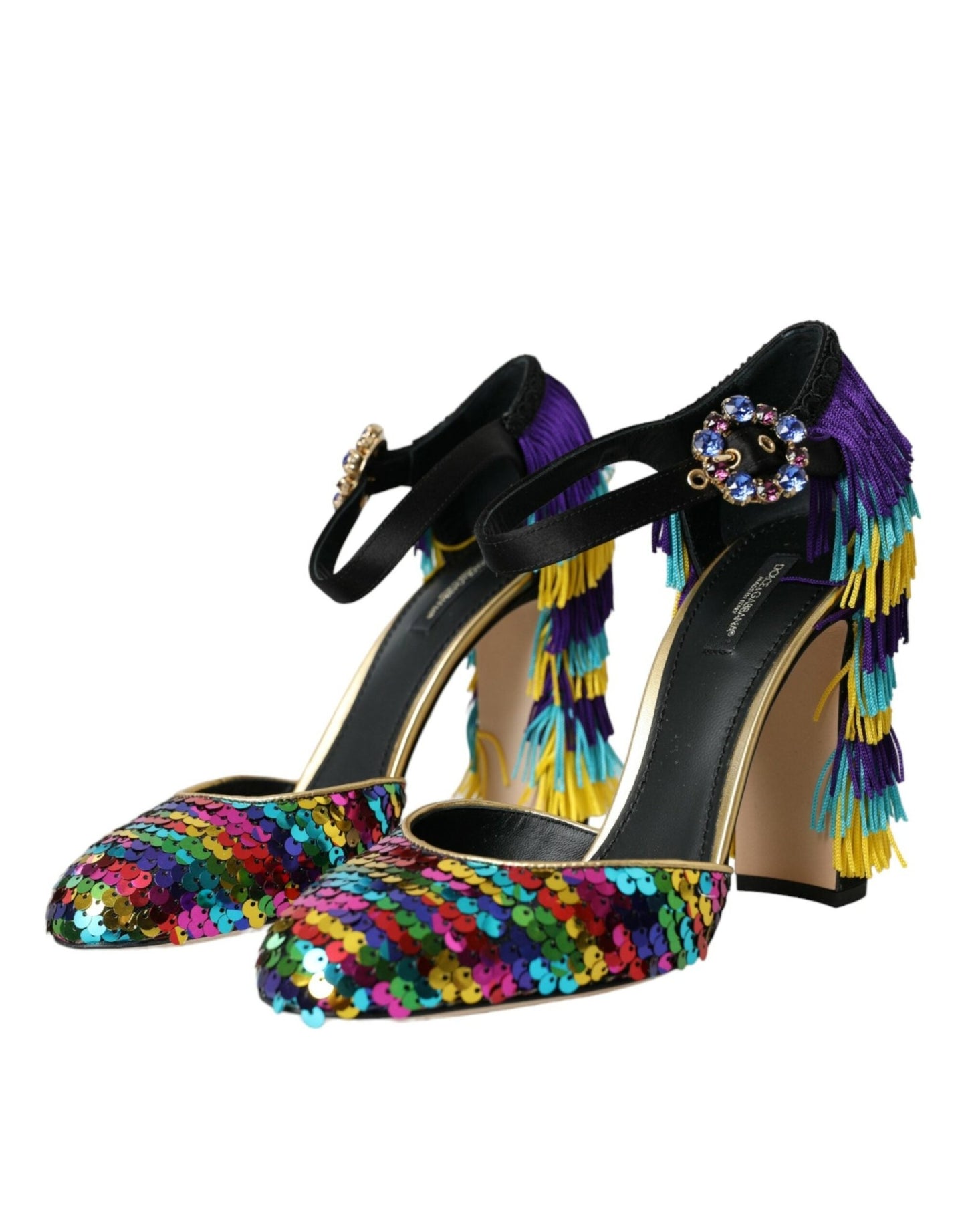 Dolce & Gabbana Multicolor Sequin Crystal Mary Jane Shoes - SMARTMARTNZ