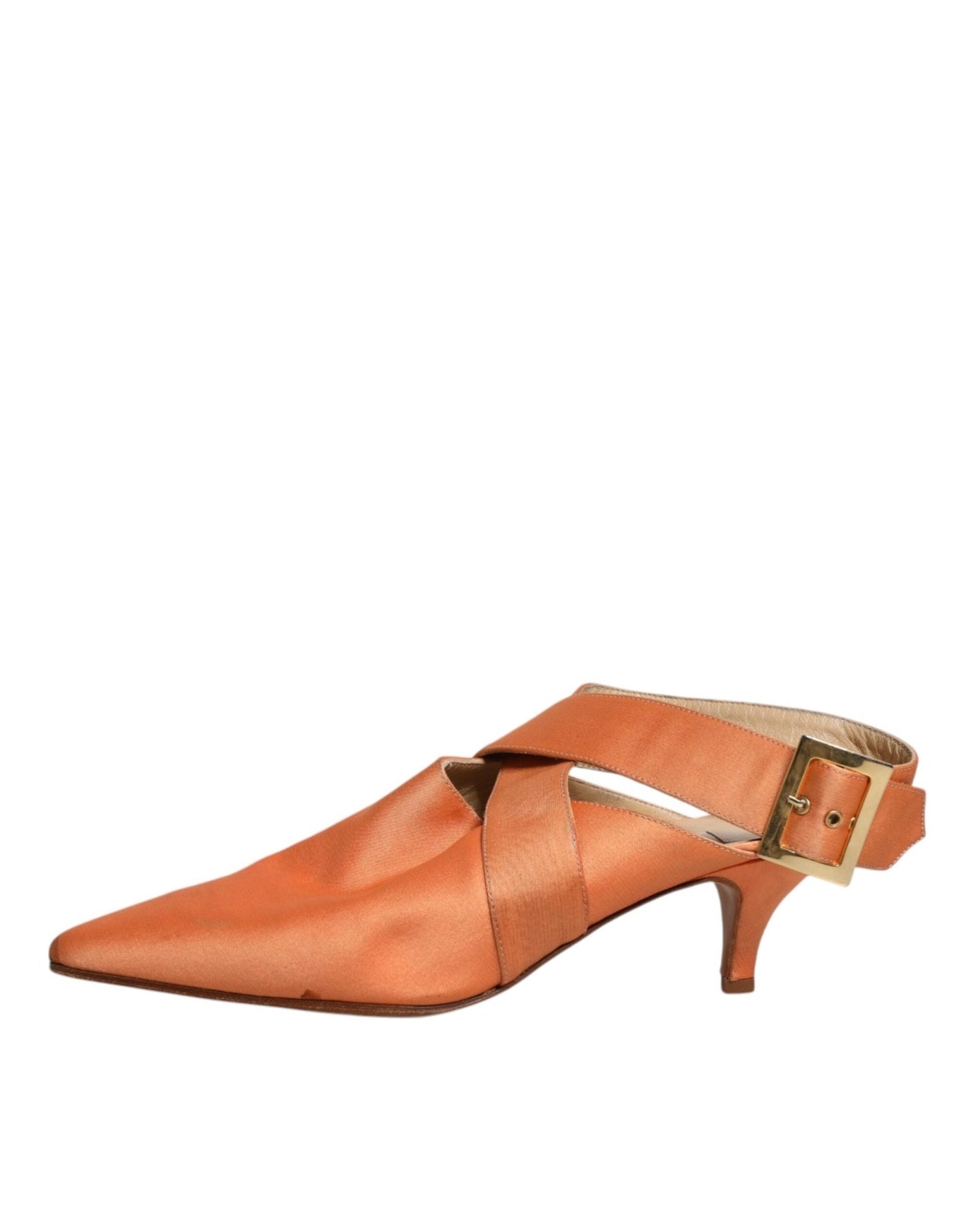 Dolce & Gabbana Orange Kitten Heels Slingback Sandals Shoes - SMARTMARTNZ