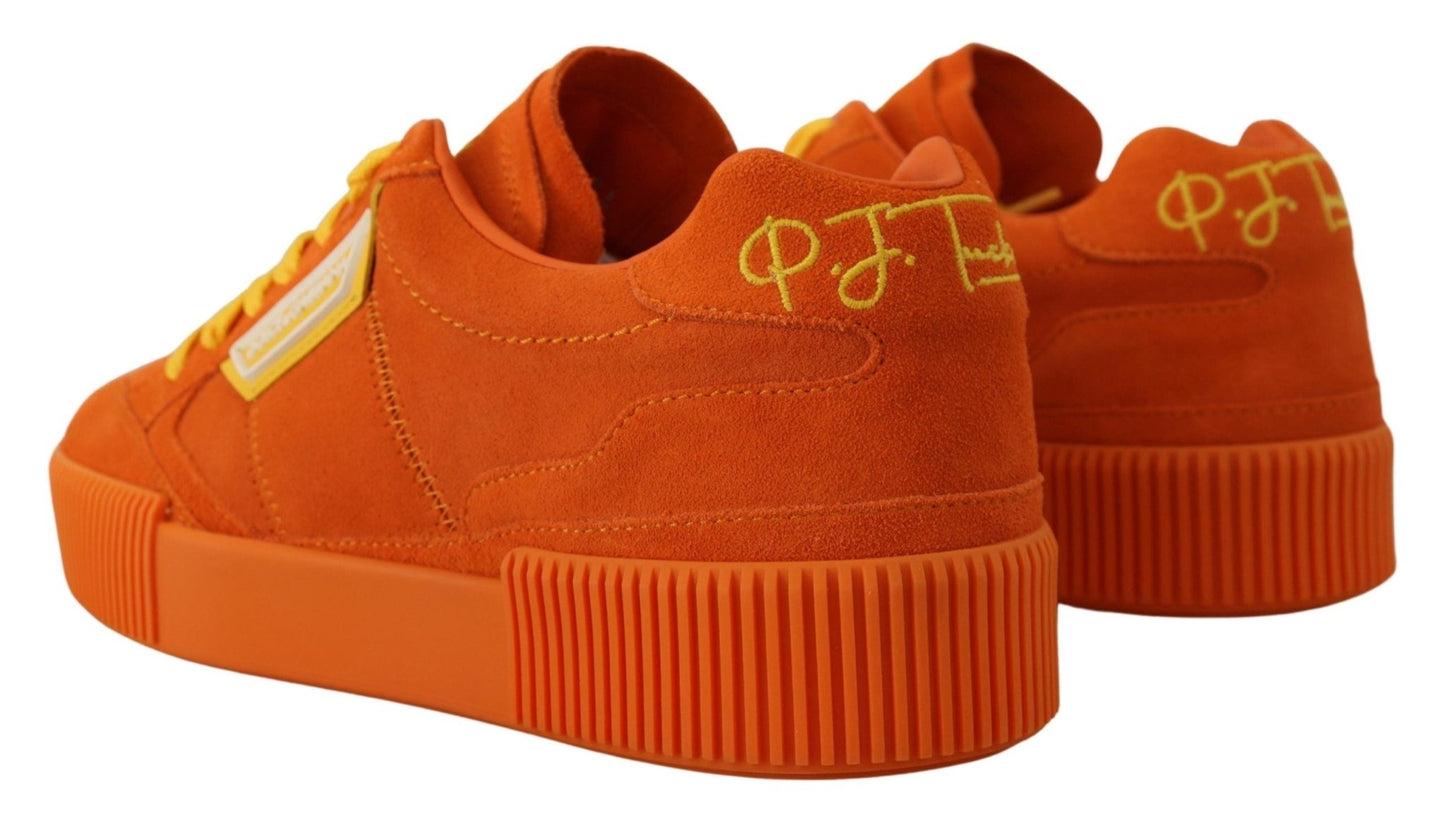 Dolce & Gabbana Orange Leather P.j. Tucker Sneakers Shoes - SMARTMARTNZ