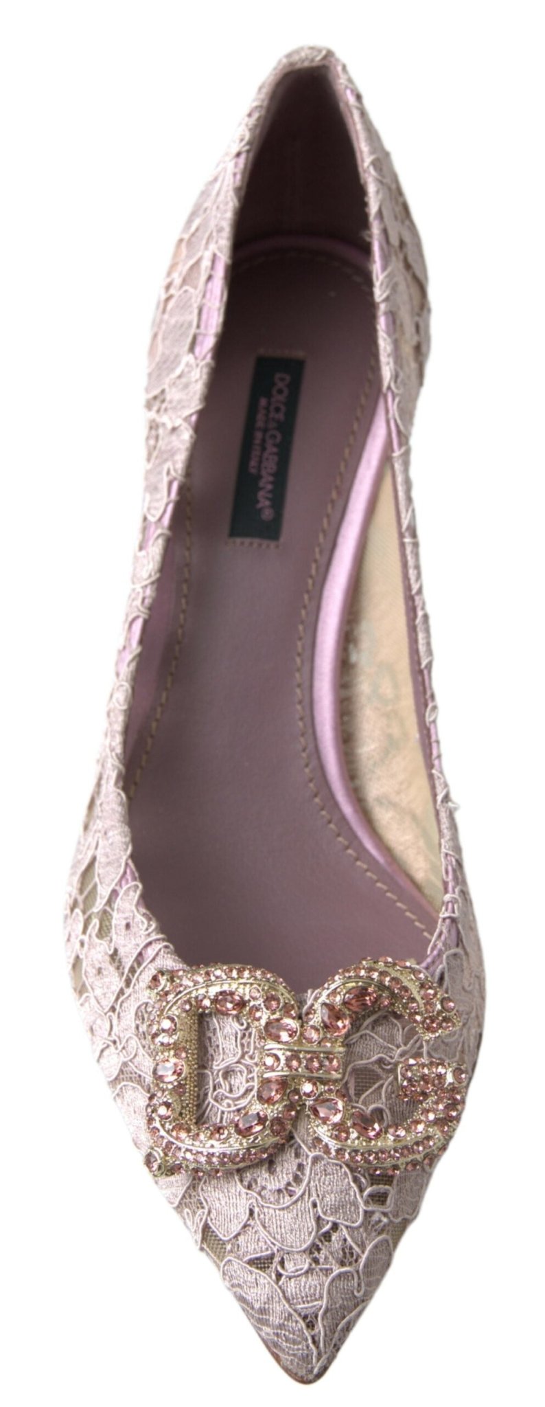 Dolce & Gabbana Pink Floral Lace DG Crystal Pumps Shoes - SMARTMARTNZ