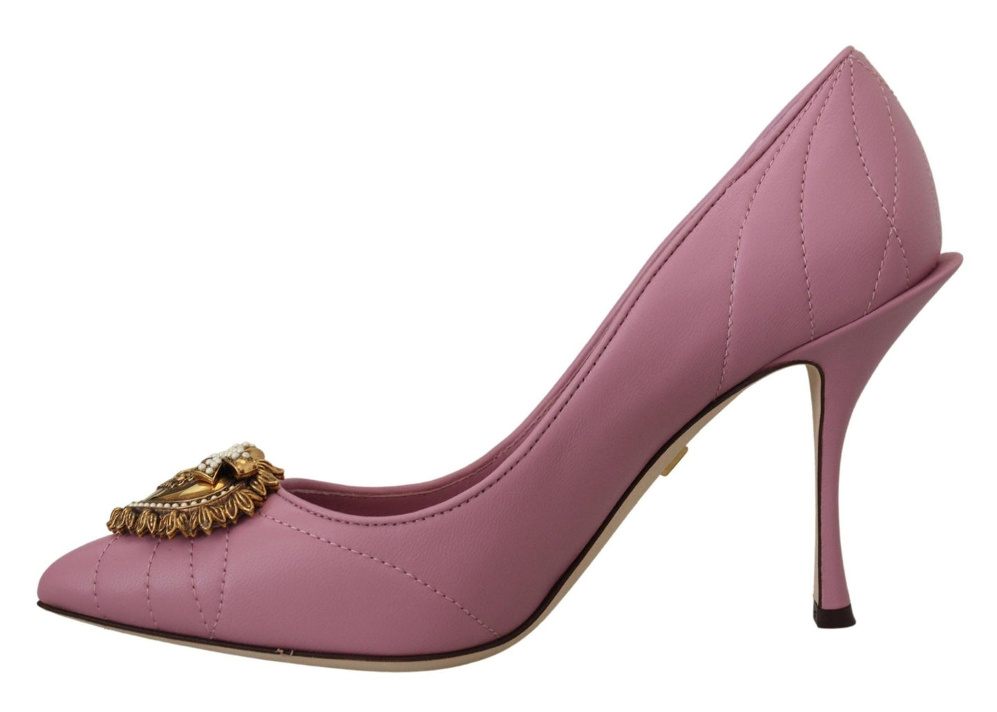 Dolce & Gabbana Pink Leather Heart DEVOTION Heels Pumps Shoes - SMARTMARTNZ