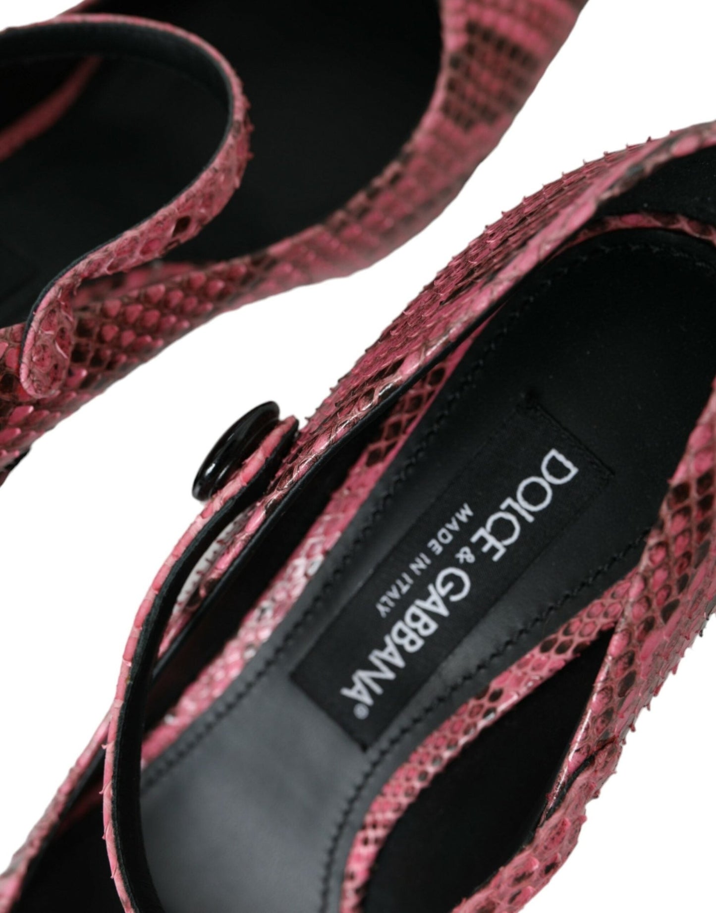 Dolce & Gabbana Pink Python Leather Mary Jane Heels Shoes - SMARTMARTNZ