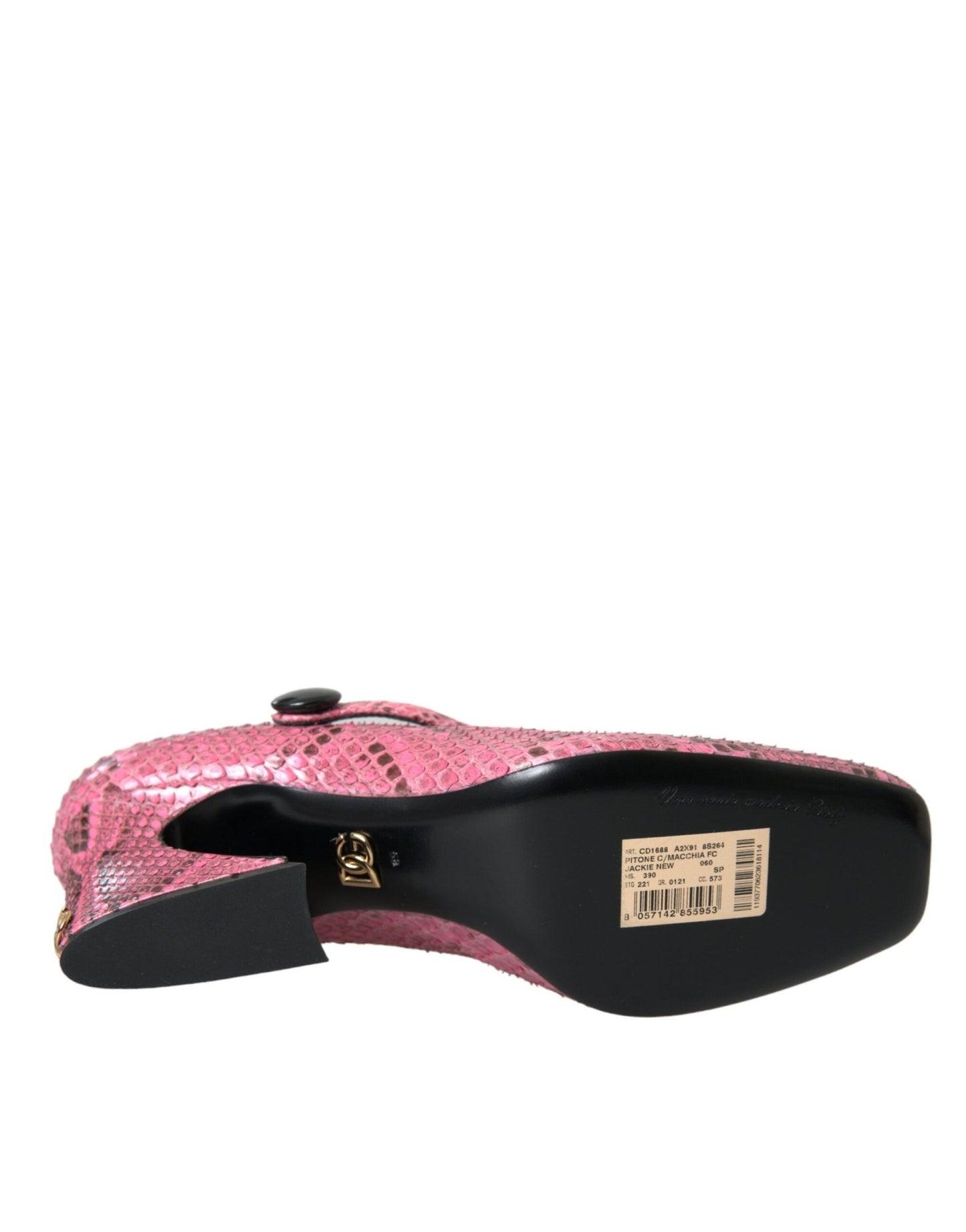 Dolce & Gabbana Pink Python Leather Mary Jane Heels Shoes - SMARTMARTNZ