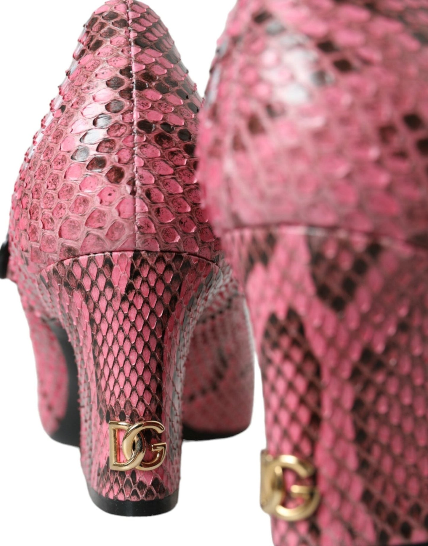 Dolce & Gabbana Pink Python Leather Mary Jane Heels Shoes - SMARTMARTNZ