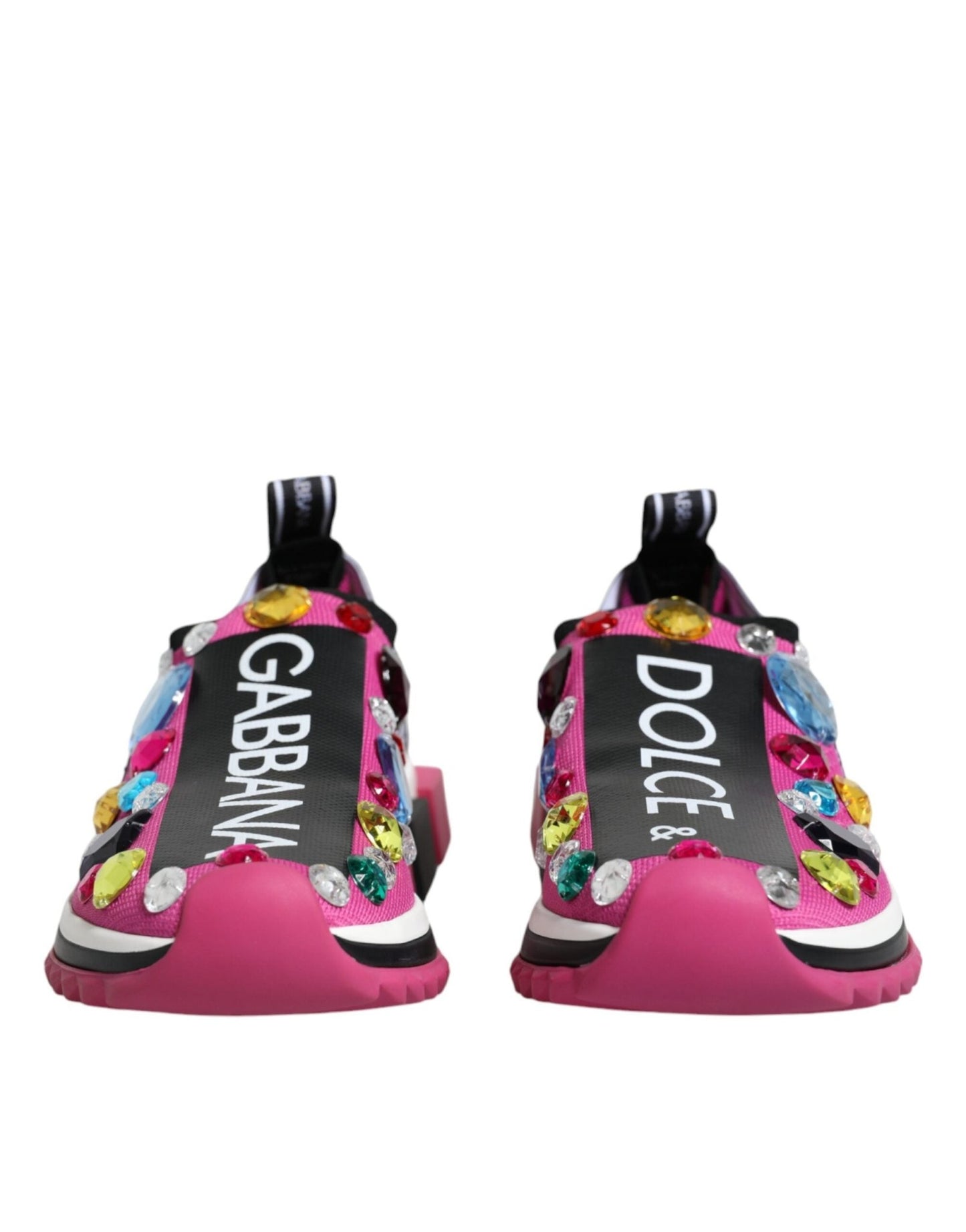 Dolce & Gabbana Pink Sorrento Crystals Low Top Sneakers Shoes - SMARTMARTNZ