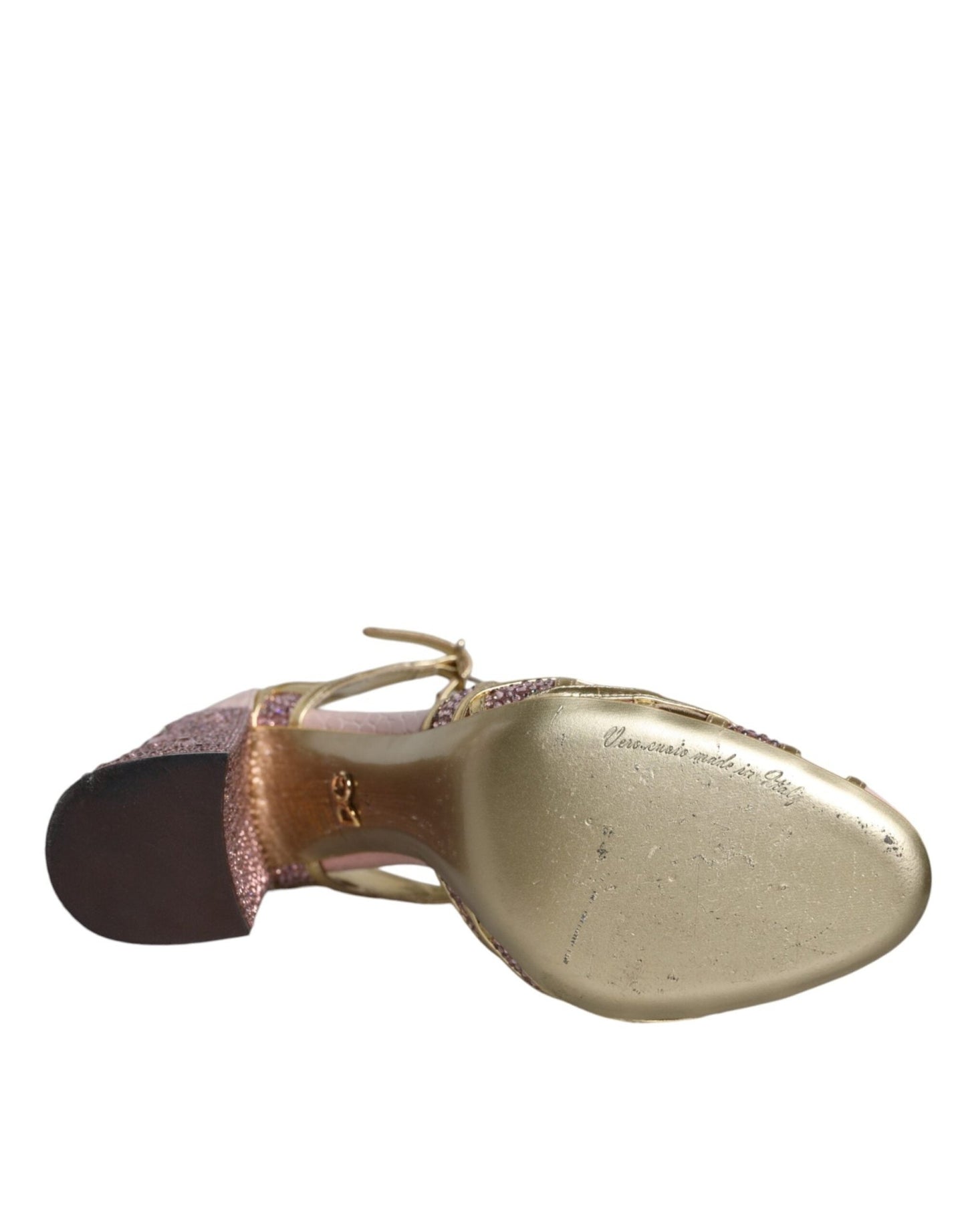 Dolce & Gabbana Pink Strass Crystals T - strap Sandals Shoes - SMARTMARTNZ