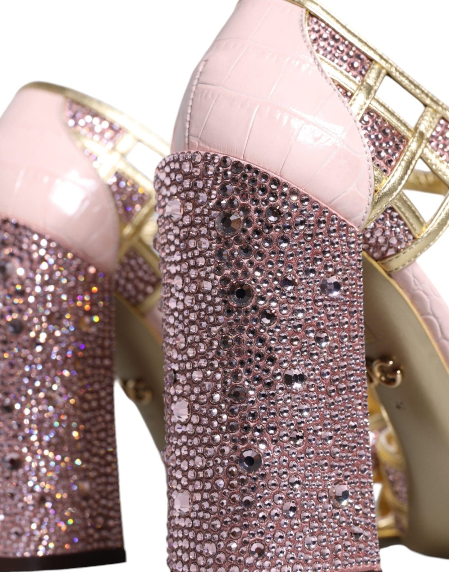 Dolce & Gabbana Pink Strass Crystals T - strap Sandals Shoes - SMARTMARTNZ
